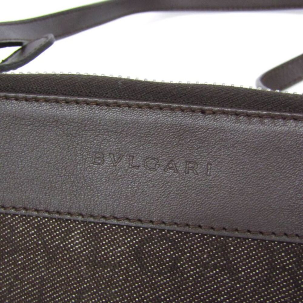 Bvlgari Logomania Canvas With Leather Brown Denim_Jeans Shoulder Bag Bag - Picture 4 of 16
